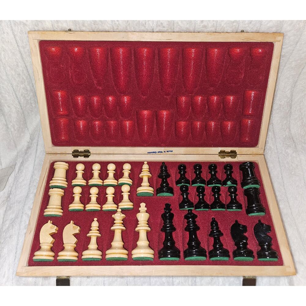 Vintage 1950s West Germany Wood Chess Staunton Style Bohemia Ges Gesch-Excellent